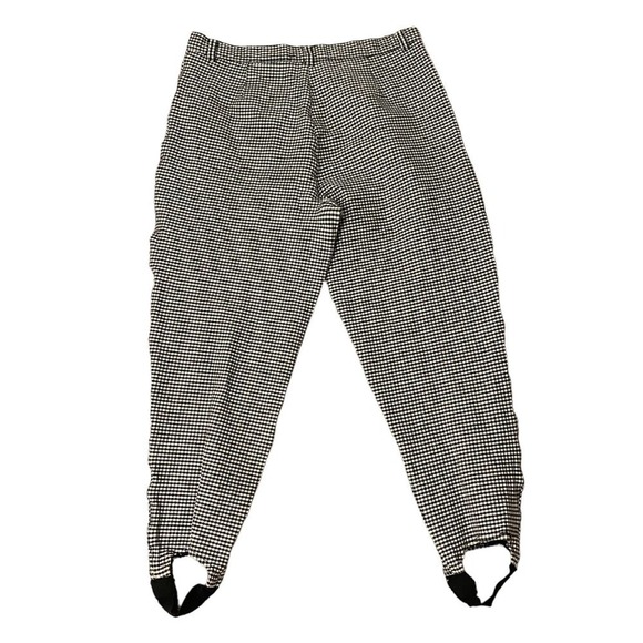 Vintage Stirrup Gingham Check Tapered Leg Jeans Pant High Rise waist Black 16 - Picture 2 of 6